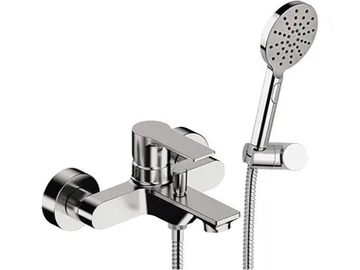 ENERGY - Wall-mounted chromed brass bathtub mixer with hand shower by Remer Rubinetterie - view 2